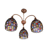 Bohemian Bedroom Colorful Glassic Dome Chandelier Image - 4