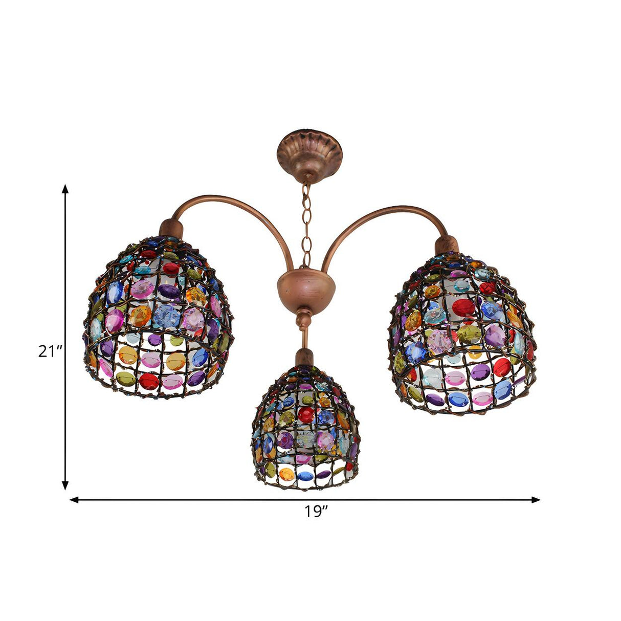 Bohemian Bedroom Colorful Glassic Dome Chandelier 