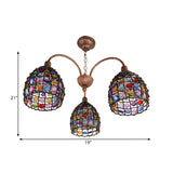 Bohemian Bedroom Colorful Glassic Dome Chandelier #size