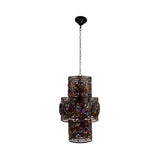 Bohemian Double Cylinder Colorful Dining Room Chandelier Image - 7