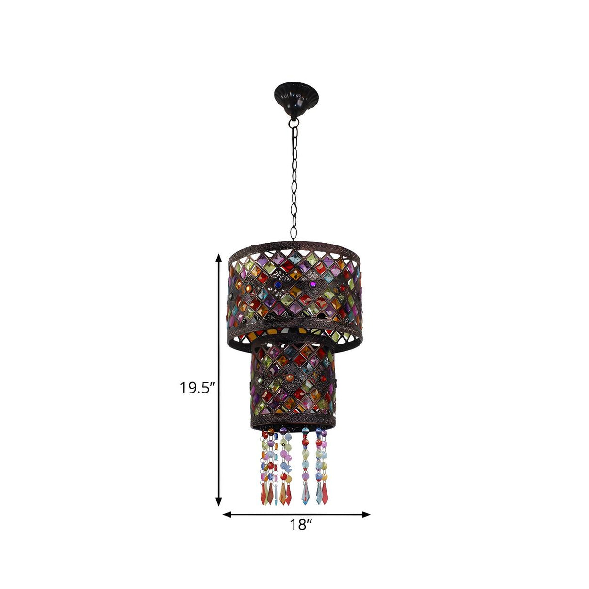 Bohemian Double Cylinder Colorful Dining Room Chandelier 