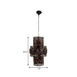 Bohemian Double Cylinder Colorful Dining Room Chandelier Image - 9