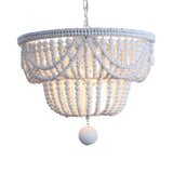 Bohemian Elegant Tiered White Beaded Pendant Chandelier Image - 3