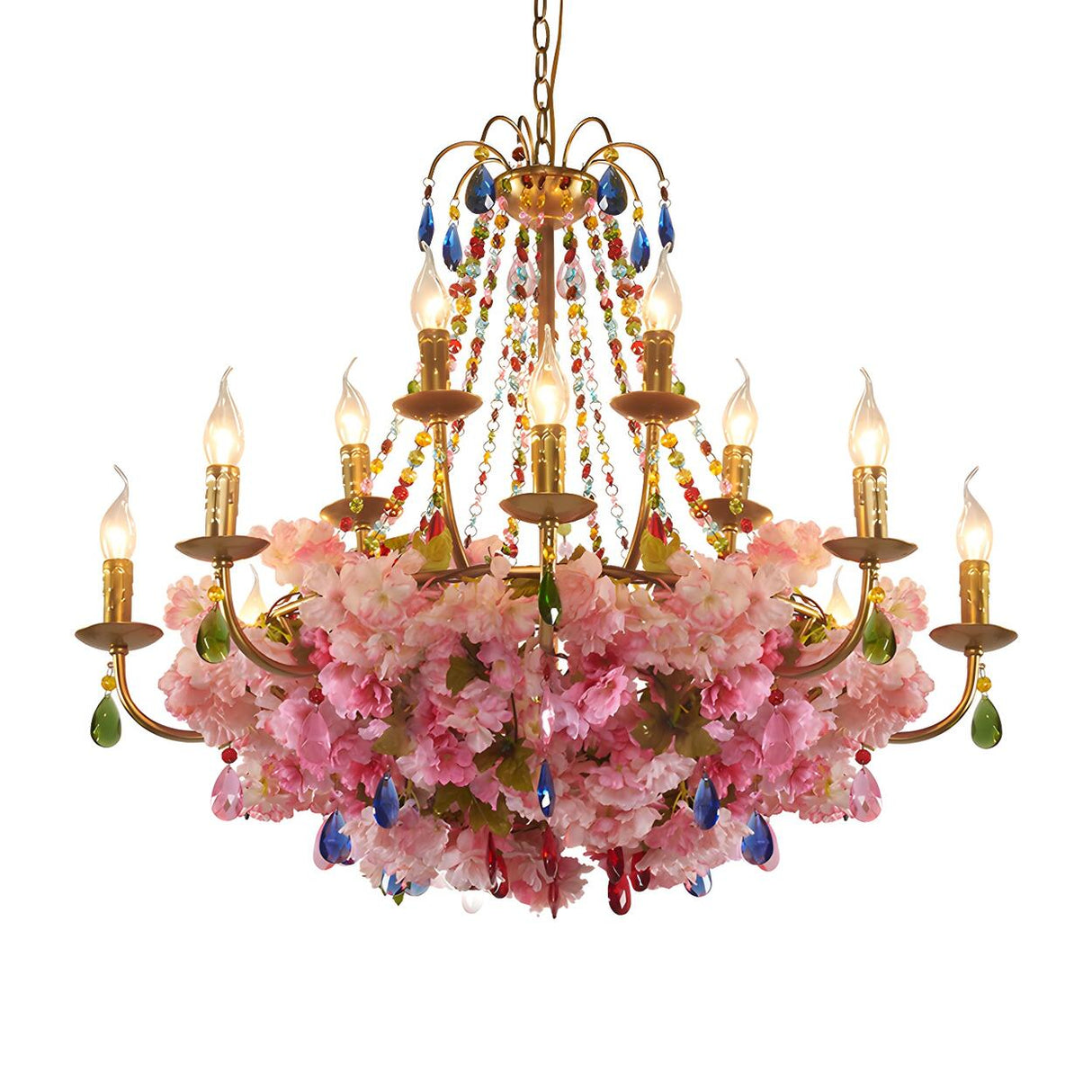 Bohemian Floral Crystal Candlestick Restaurant Chandelier Image - 2