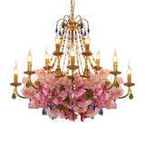 Bohemian Floral Crystal Candlestick Restaurant Chandelier Image - 2