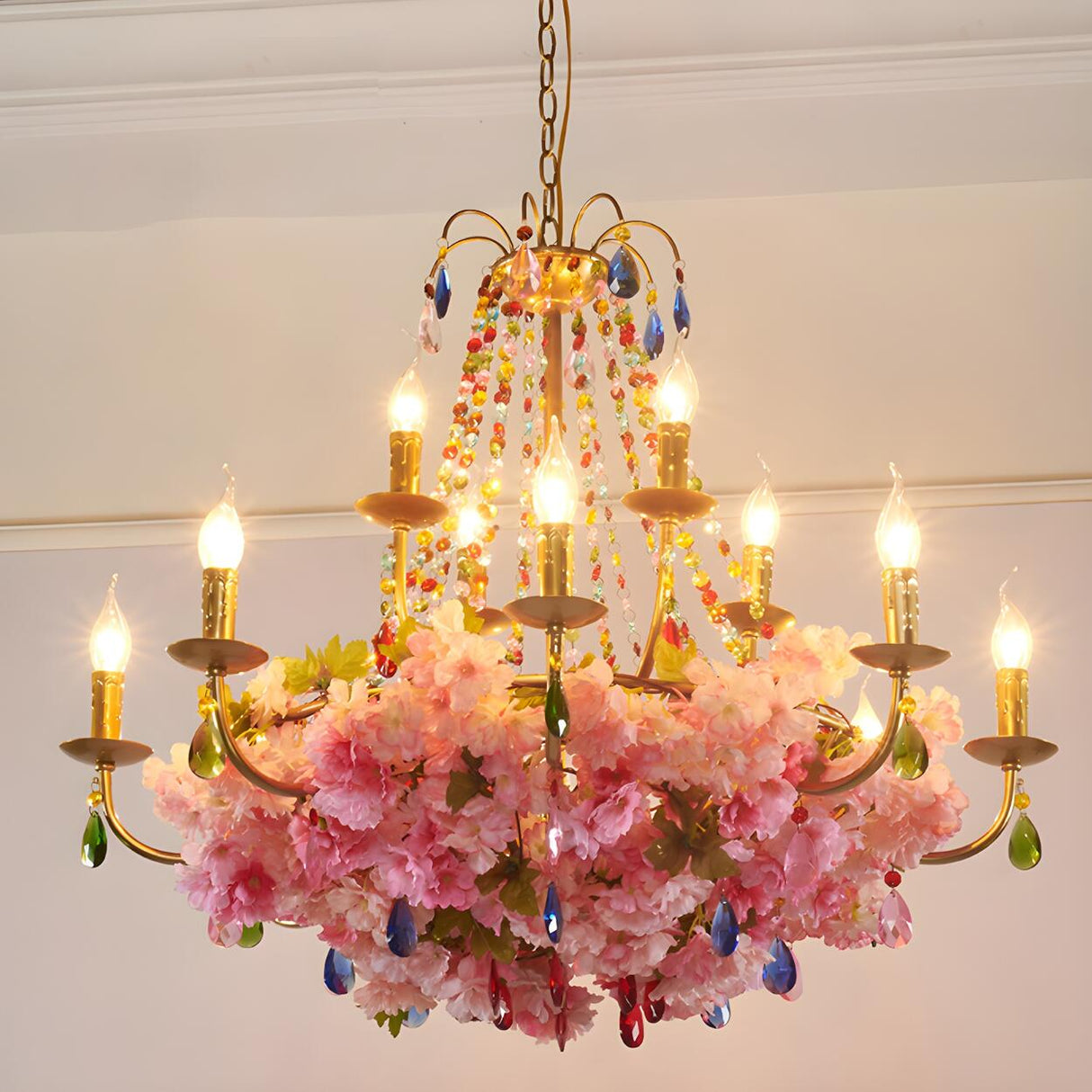 Bohemian Floral Crystal Candlestick Restaurant Chandelier Image - 3