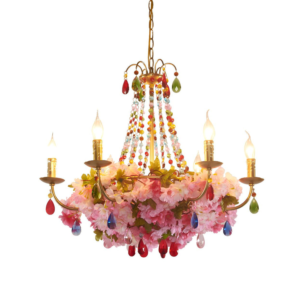 Bohemian Floral Crystal Candlestick Restaurant Chandelier Image - 6