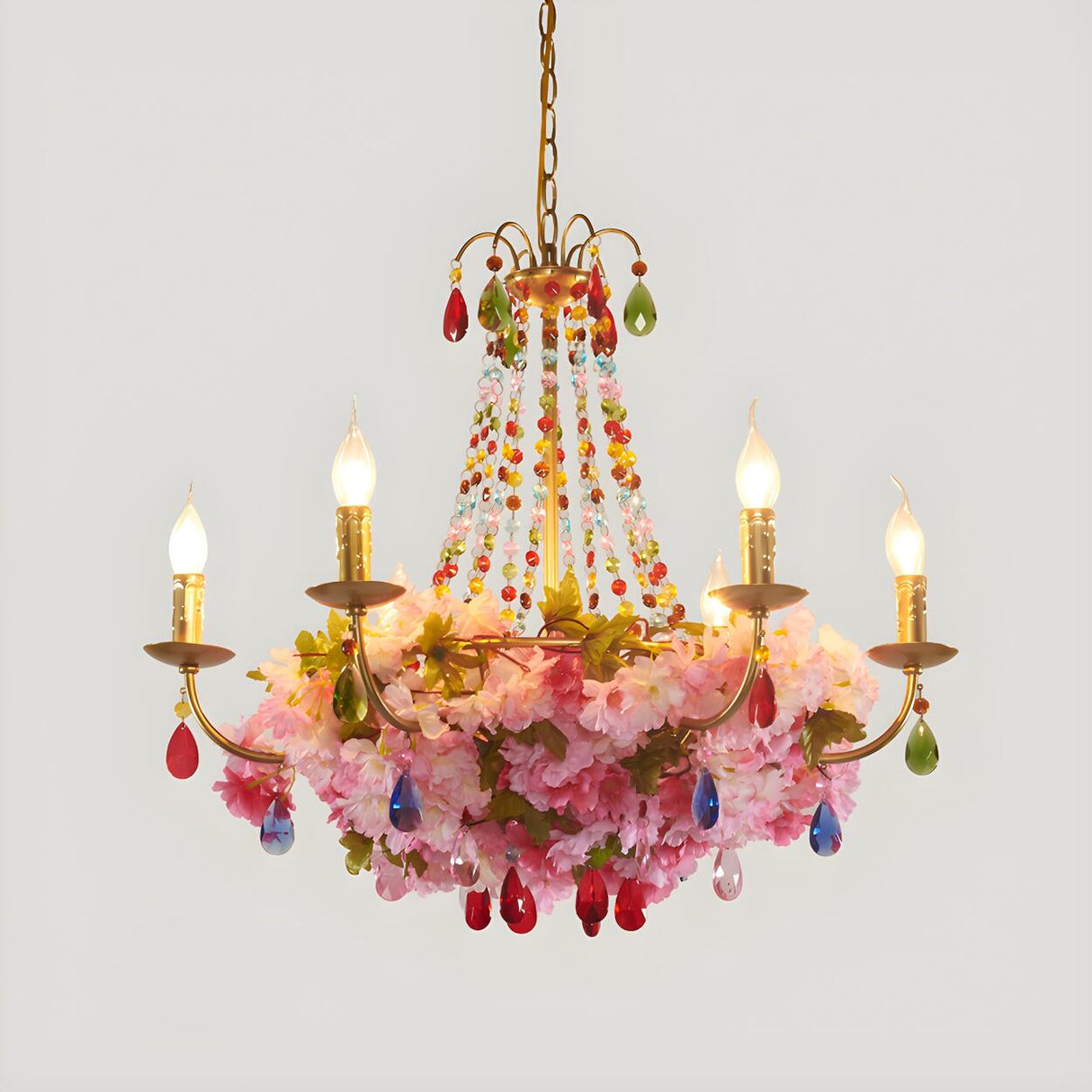 Bohemian Floral Crystal Candlestick Restaurant Chandelier Image - 7