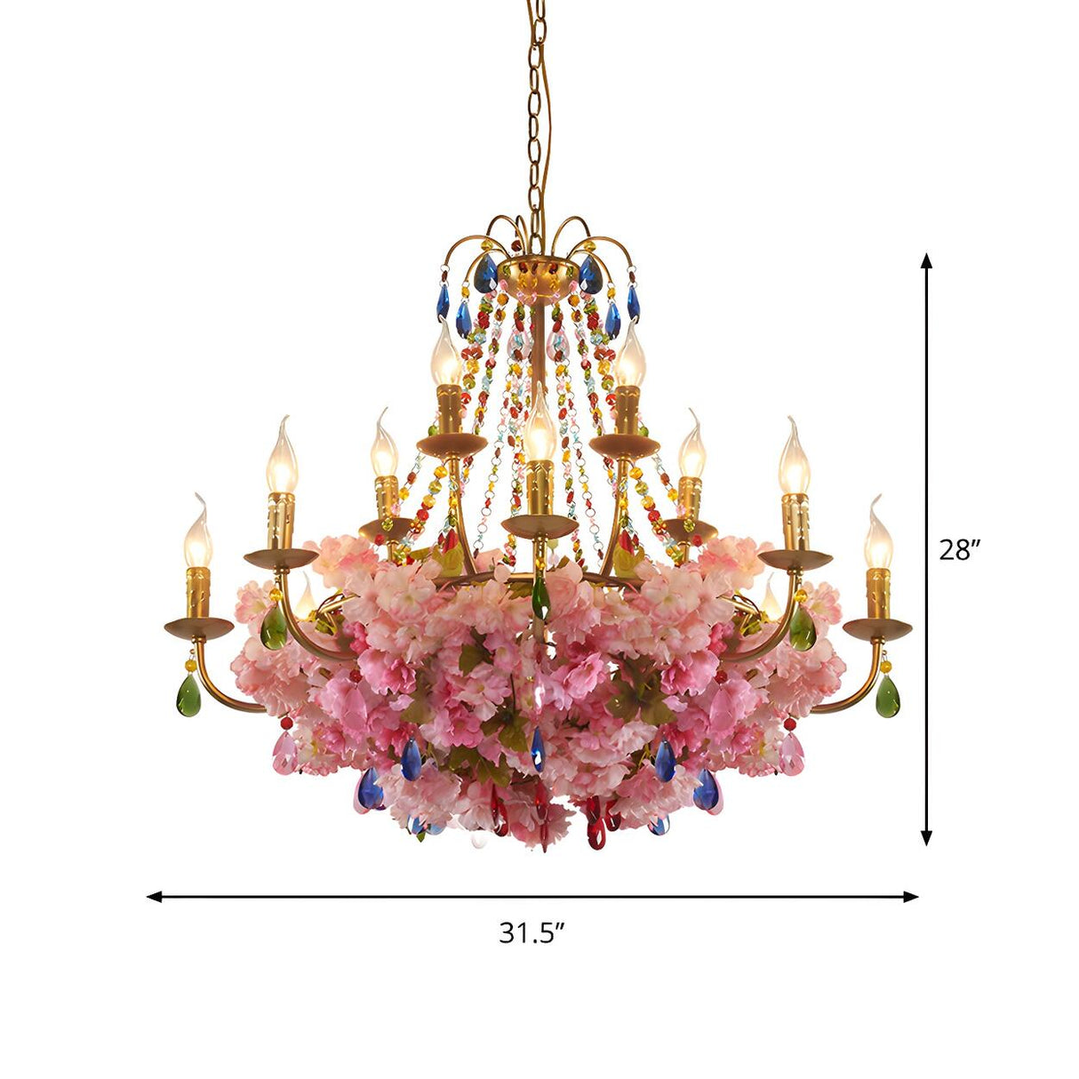 Bohemian Floral Crystal Candlestick Restaurant Chandelier 