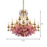 Bohemian Floral Crystal Candlestick Restaurant Chandelier #size