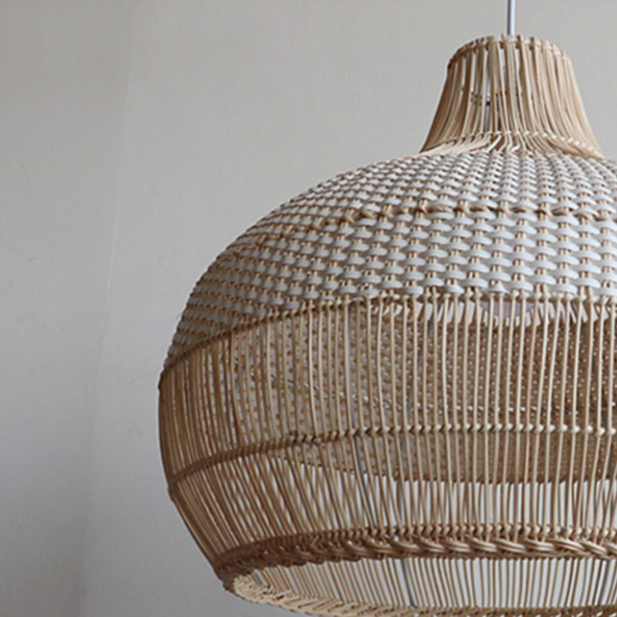 Bohemian Natural Woven Wide Dome Pendant Light Image - 10