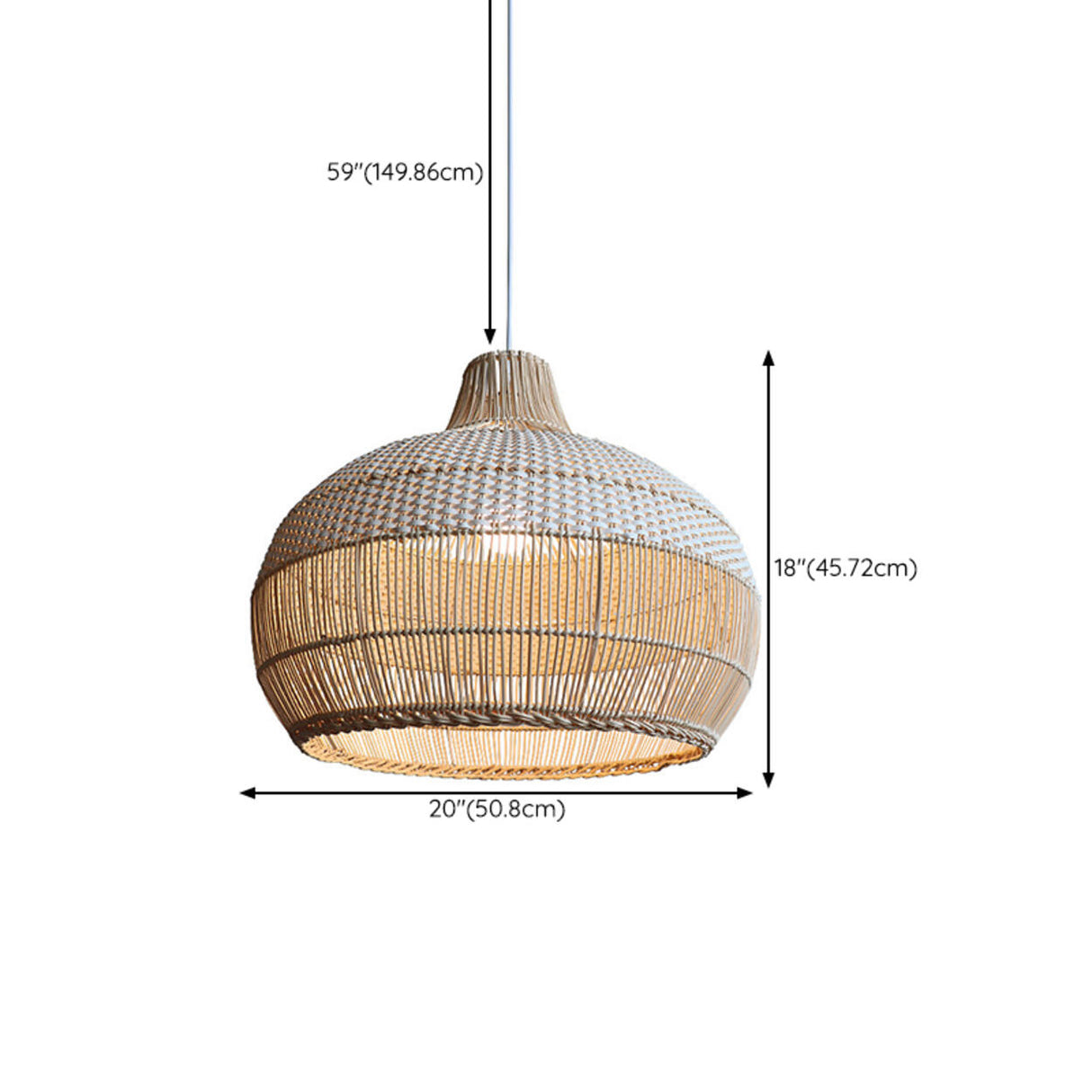 Bohemian Natural Woven Wide Dome Pendant Light 