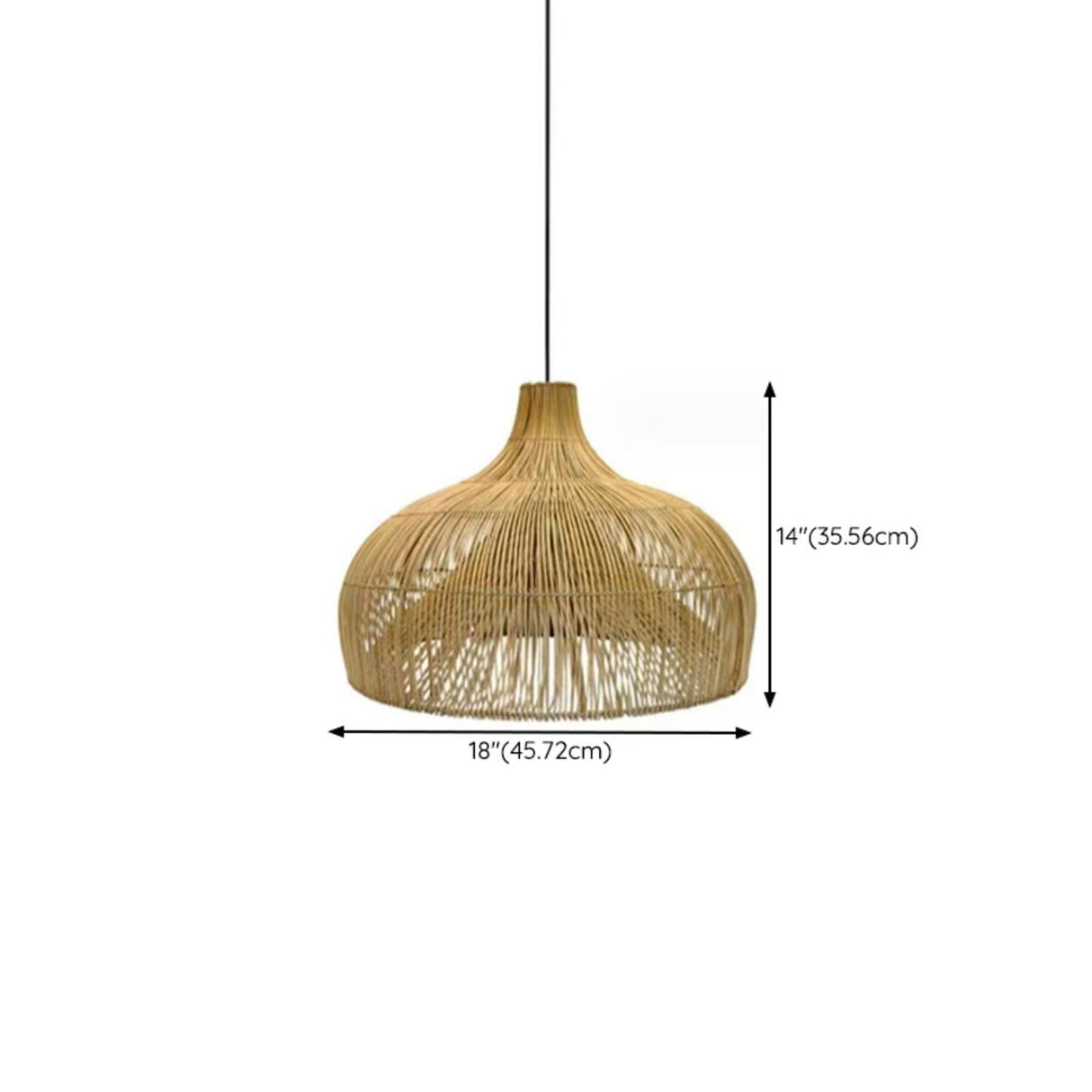 Bohemian Natural Woven Wide Dome Pendant Light Image - 18