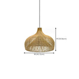 Bohemian Natural Woven Wide Dome Pendant Light Image - 18