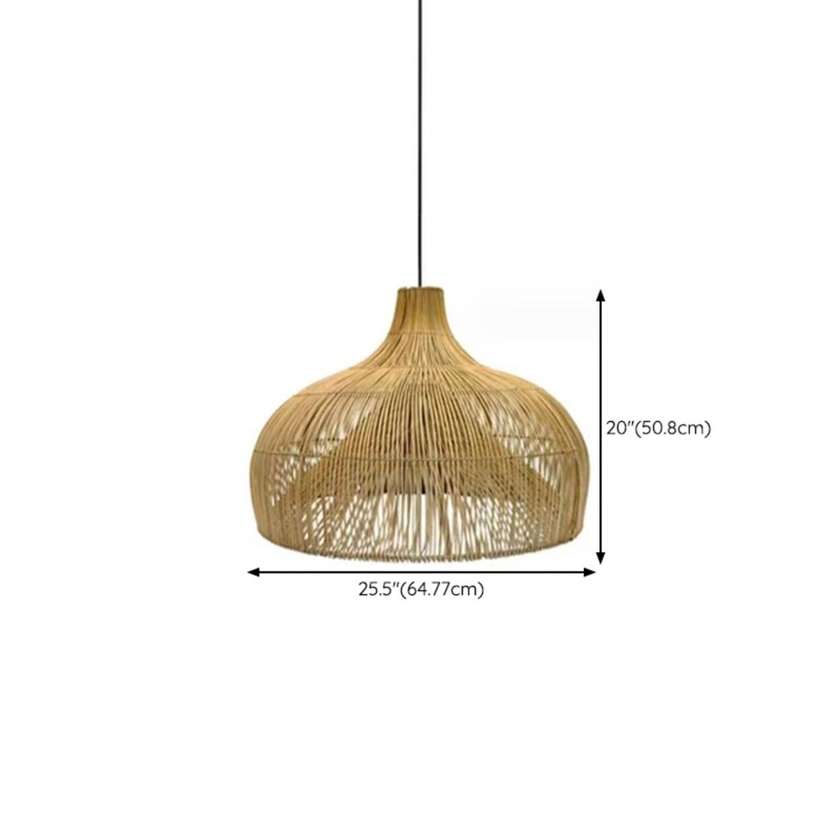 Bohemian Natural Woven Wide Dome Pendant Light Image - 19