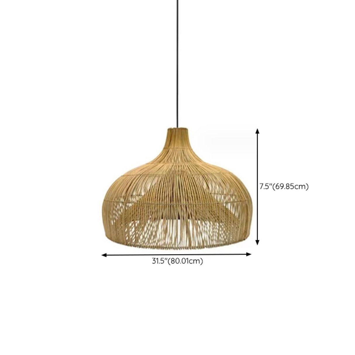 Bohemian Natural Woven Wide Dome Pendant Light Image - 20