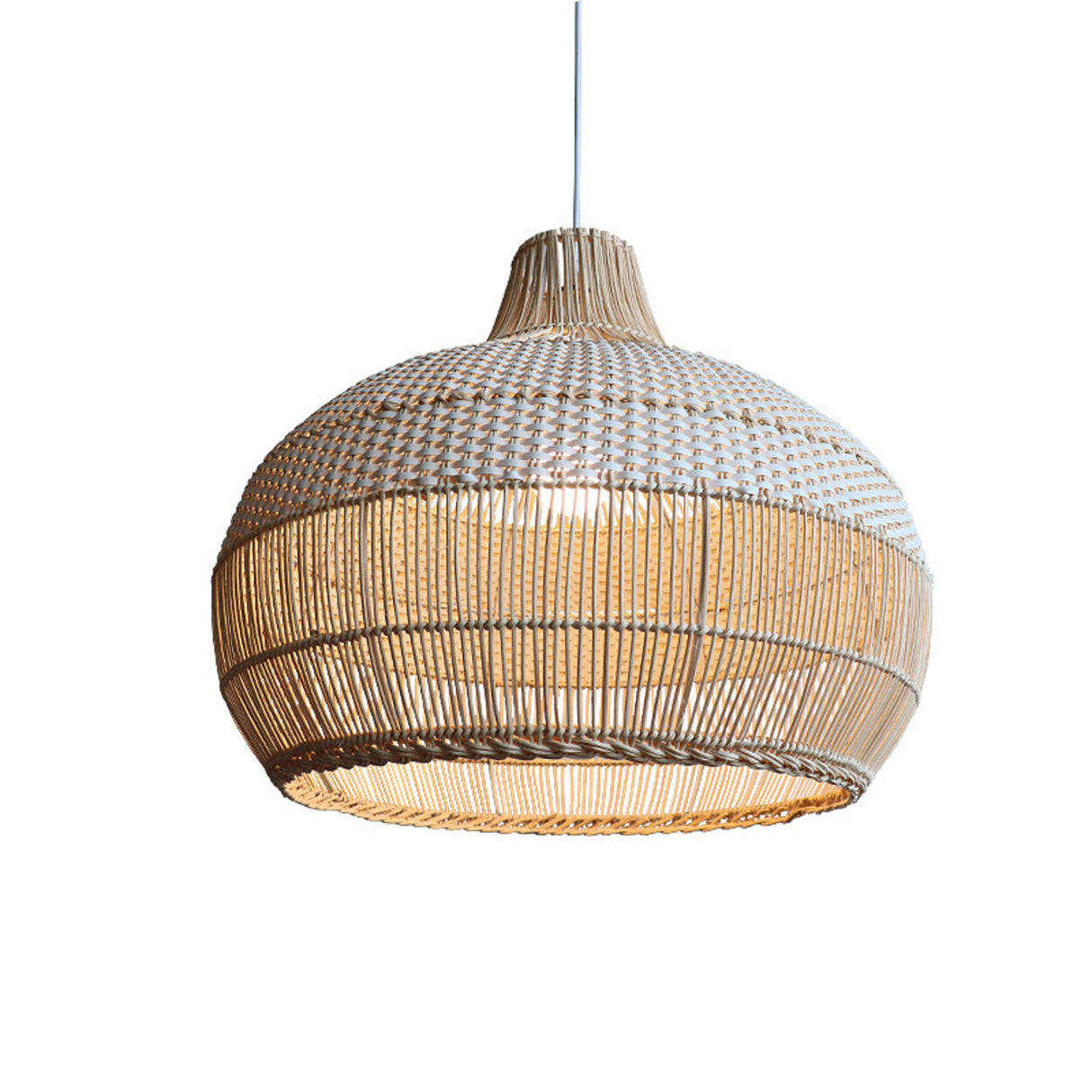 Bohemian Natural Woven Wide Dome Pendant Light Image - 5