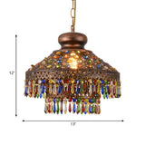 Bohemian Restaurant Bronze Colorful Crystal Cone Chandelier Image - 7