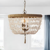 Bohemian Rustic Rope and Crystal Bead Dome Chandelier Image - 1