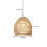 Bohemian Stairwel Cane Rattan Drum Pendant Light Set Image - 14