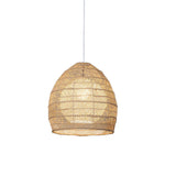 Bohemian Stairwel Cane Rattan Drum Pendant Light Set Image - 7