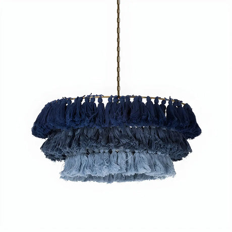 Bohemian Tiered Tassel Pendant Light Blue Chandelier Image - 1