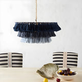 Bohemian Tiered Tassel Pendant Light Blue Chandelier Image - 2