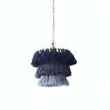 Bohemian Tiered Tassel Pendant Light Blue Chandelier Image - 3