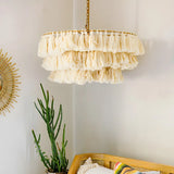 Bohemian Tiered Tassel Pendant Light Blue Chandelier Image - 8