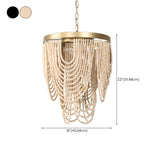 Bohemian Wooden Beaded Chandelier Adjustable Chain Length Image - 17