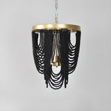 Bohemian Wooden Beaded Chandelier Adjustable Chain Length Image - 7