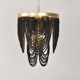 Bohemian Wooden Beaded Chandelier Adjustable Chain Length Image - 9