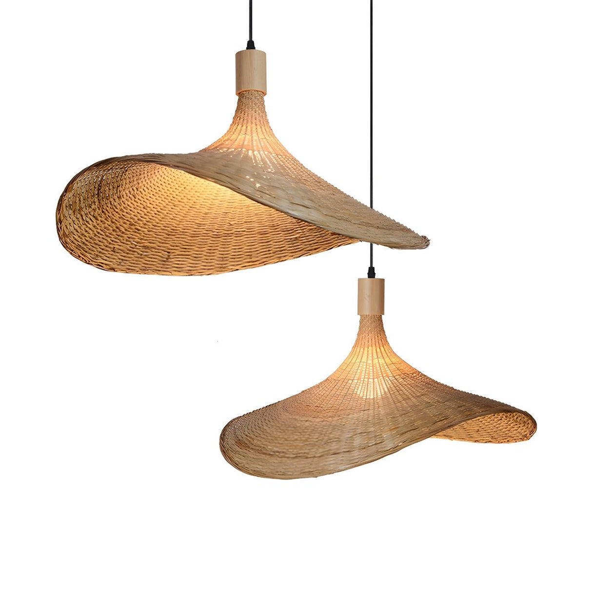 Bohemian Woven Bamboo Beige Dining Room Pendant Light Image - 6