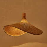 Bohemian Woven Bamboo Beige Dining Room Pendant Light Image - 7