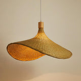 Bohemian Woven Bamboo Beige Dining Room Pendant Light Image - 8