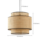 Bohemian Woven Bamboo Double Layer Drum Pendant Light Image - 13