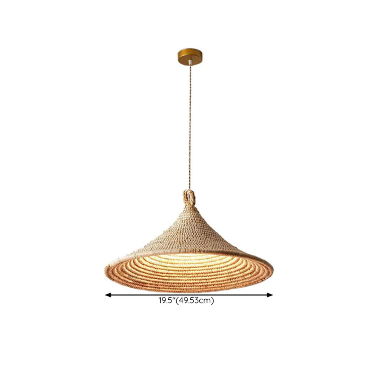 Bohemian Woven Rattan Cone Pendant Light Flexible Length Image - 10