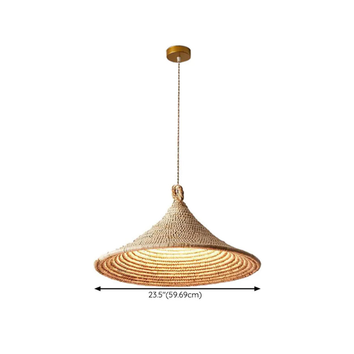 Bohemian Woven Rattan Cone Pendant Light Flexible Length Image - 11