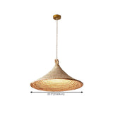 Bohemian Woven Rattan Cone Pendant Light Flexible Length Image - 11