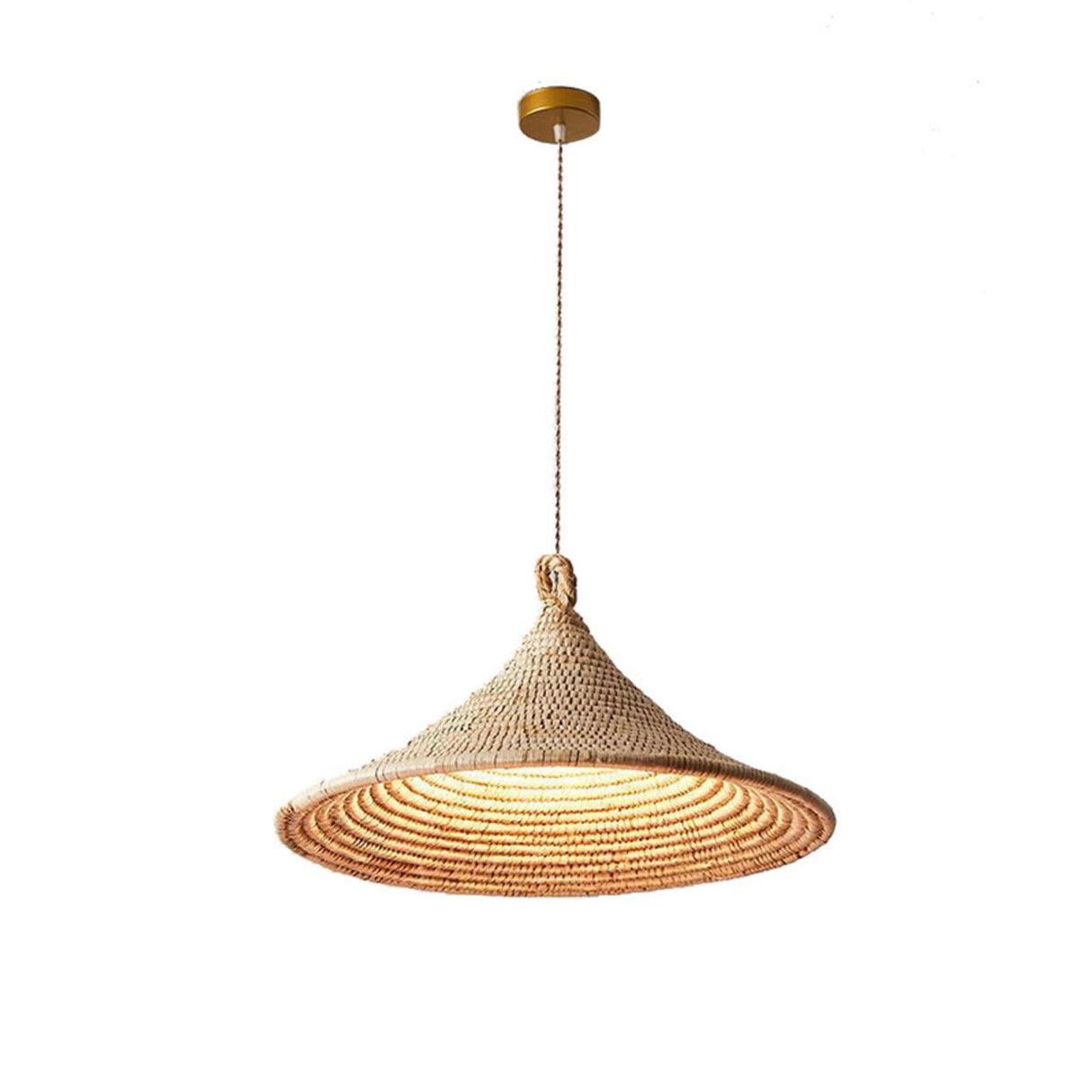 Bohemian Woven Rattan Cone Pendant Light Flexible Length Image - 5