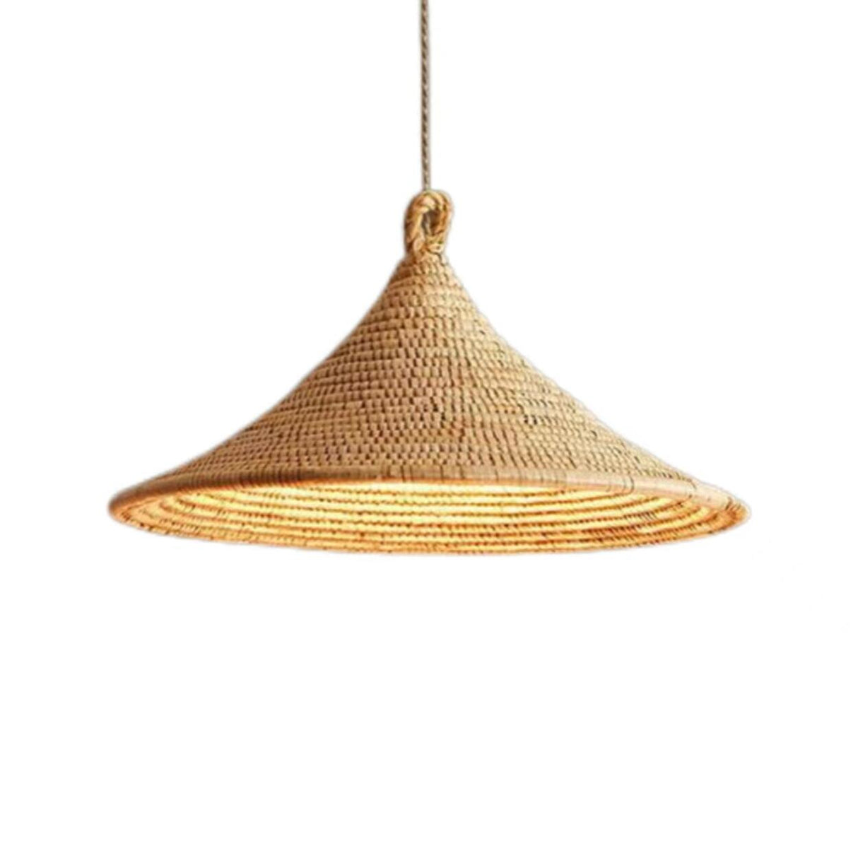 Bohemian Woven Rattan Cone Pendant Light Flexible Length Image - 6