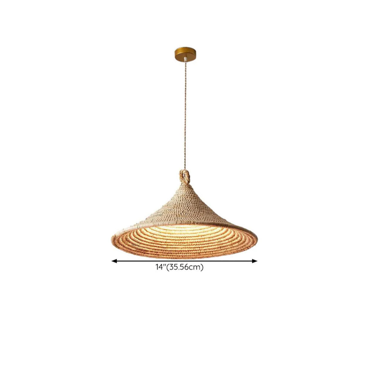 Bohemian Woven Rattan Cone Pendant Light Flexible Length 