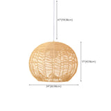 Bohemian Woven Rattan Geometric Dome Pendant Light #size