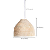 Bohemian Woven Rattan Geometric Dome Pendant Light Image - 14