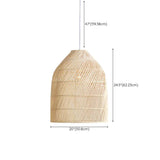 Bohemian Woven Rattan Geometric Dome Pendant Light Image - 15