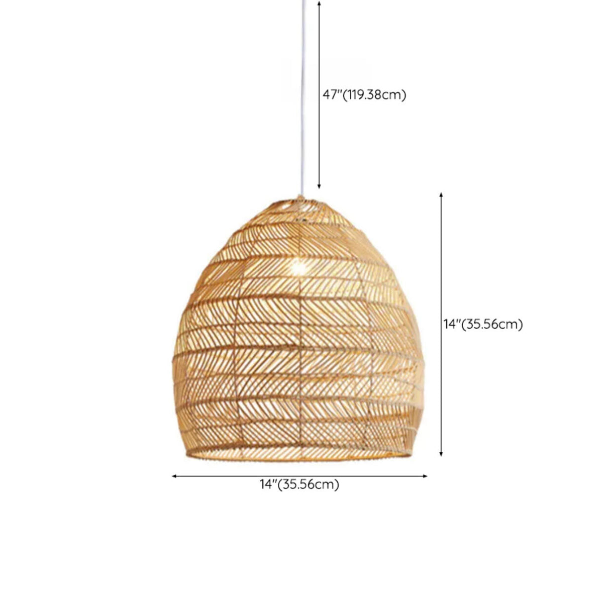 Bohemian Woven Rattan Geometric Dome Pendant Light Image - 17