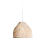 Bohemian Woven Rattan Geometric Dome Pendant Light Image - 8