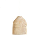 Bohemian Woven Rattan Geometric Dome Pendant Light Image - 9