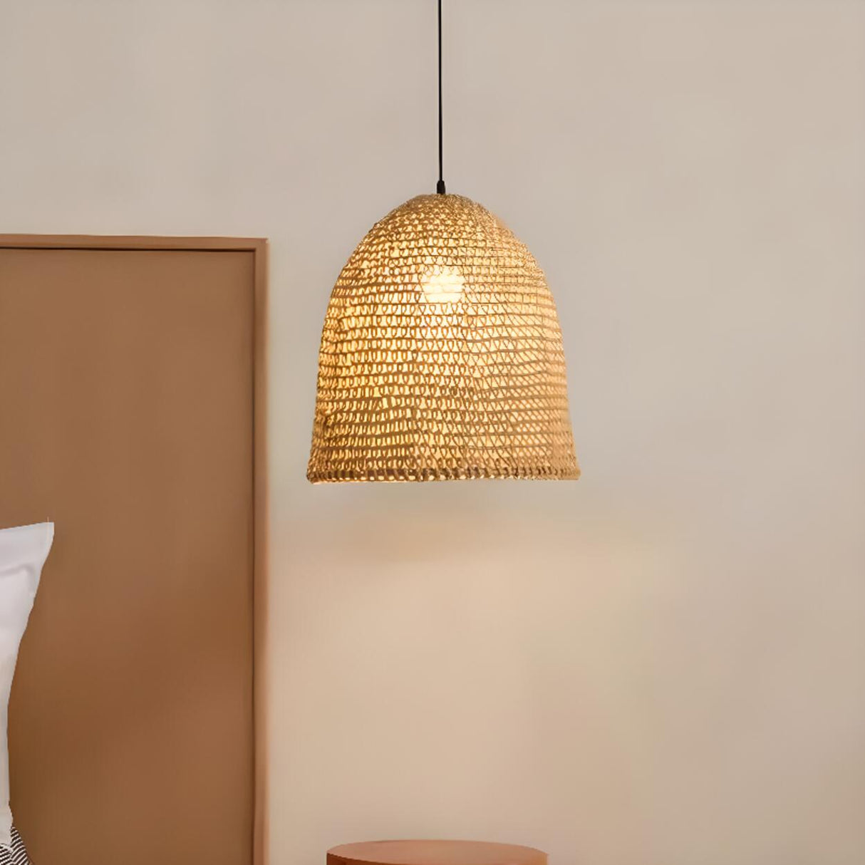 Bohemian Woven Rope Bell Dome Pendant Light Flexible Length Image - 1