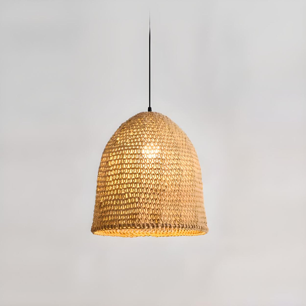 Bohemian Woven Rope Bell Dome Pendant Light Flexible Length Image - 7